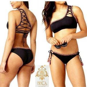 Becca Marci Gras Bikinni black one shoulder
